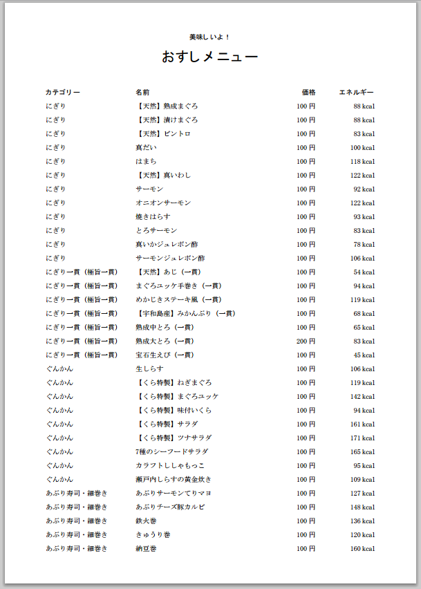 [JasperReports] PDF の出力結果。日本語が出力されている